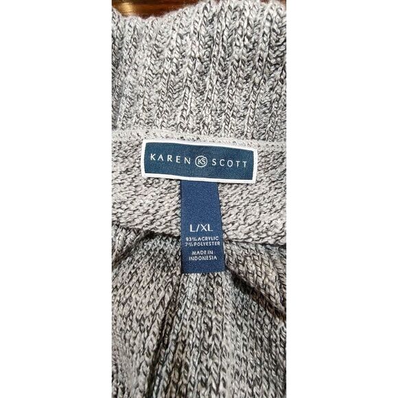 NEW Karen Scott Size LG/XL Smoke Grey Marl Cape Sweater Poncho Open Sleeves - Picture 3 of 7